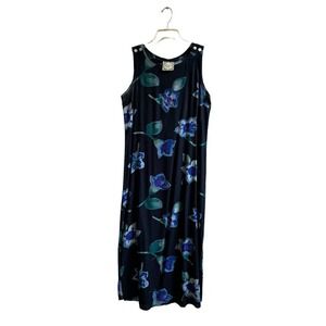 Vintage Dressing Clio Sleeveless‎ Colorful Floral Maxi Dress Womens Large